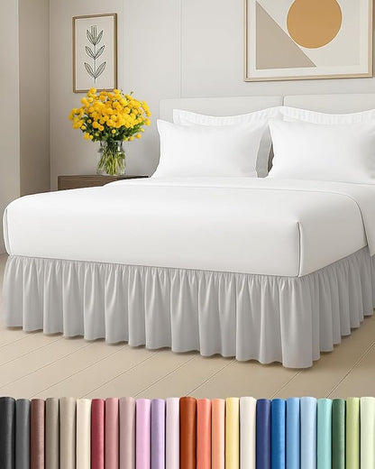 Bedskirt Queen Size Ruffle - 18 inch Drop Dust Ruffle Bed Skirt with Platform - Soft, Easy Fit, Premium Hotel Quality - Wrinkle, Fade & Shrink Resistant - for Women, Men, Kids and Teens - French Grey
