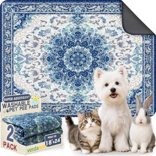Washable Pee Pads for Dogs 18"x24" 2 Pack Reusable Puppy Potty Pad