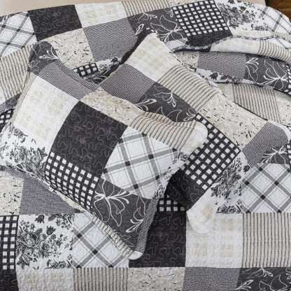 HoneiLife Quilt Sets Queen Size - Lightweight Quilts 3-Piece, Microfiber Bedspreads for King Bed Use, Checkered Coverlets Vintage Bed Cover Queen Quilt Bedding Set All Season Use