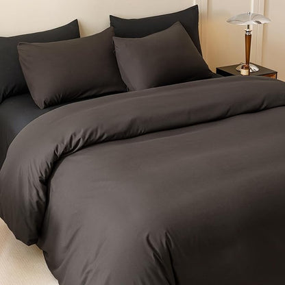 Houseri Dark Brown Comforter Set California King 3 Piece Dark Chocolate Bedding Cal King Size Lightweight Black Coffee Bed Set Soft Comfy Quilt Blanket Cali King
