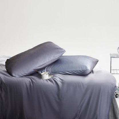 CLOTHKNOW Grey Silver Full Size Comforter Set Velvet Bedding Comforter Sets Soft Gray Comforter with 2 x Pillow Cases