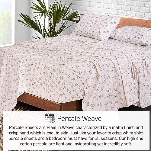 RUVANTI 100% Cotton California King Sheets, Percale Sheet Set, Twin Spring