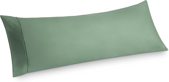 Bedsure Body Pillow Case Cover - Sage Green Brushed Microfiber Long Pillow Cases, Ultra Soft and Cozy Body Pillowcase with Envelope Closure for Kids, Wrinkle, Fade Resistant, 1 Pack, 20x54 Inches