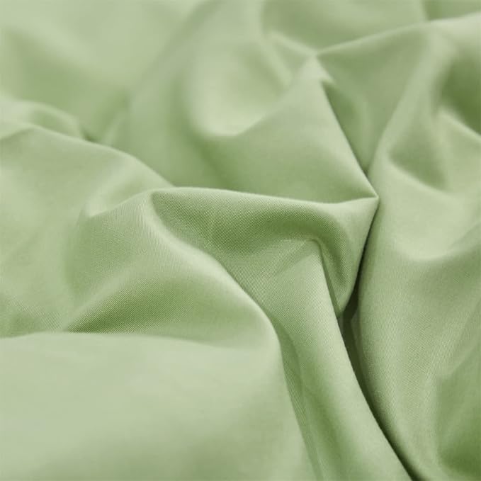CLOTHKNOW Green Ruffle Queen Comforter Set Farmhouse Bedding Comforter Sets Sage Green Shabby Chic Comforter with 2 x Pillowcases