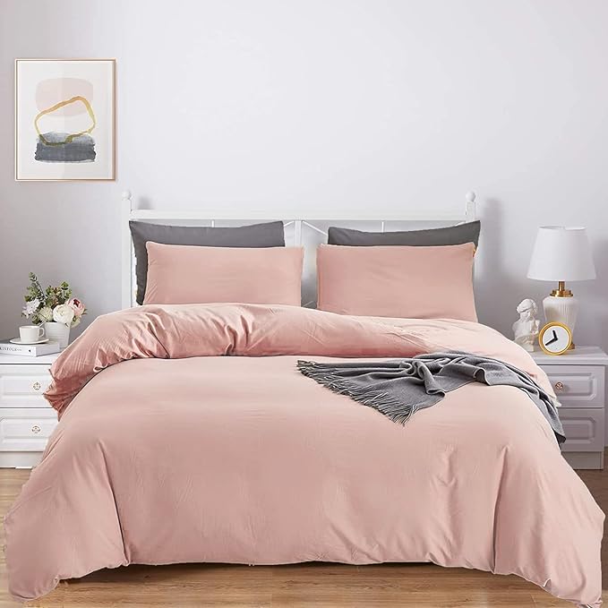 KAREVER Pink Comforter Set Twin Blush Bedding Set Girls Bed Comforter Set Breathable Blanket Teens Light Pink Lightweight Quilts Set Twin Size