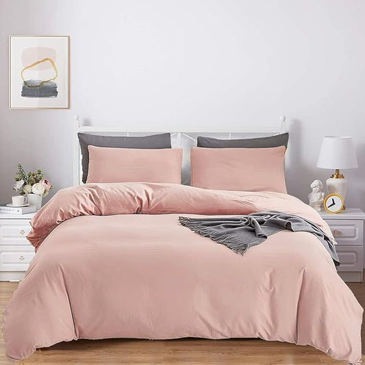 KAREVER Pink Comforter Set Queen Blush Bedding Set Girls Bed Comforter Set Breathable Blanket Teens Light Pink Lightweight Quilts Set Queen Size