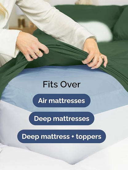 Extra Deep Queen Sheet Set - 6 Piece Breathable and Cooling Sheets - Hotel Luxury Bedding for Women, Men, Kids & Teens - Easy & Secure Fit - Soft and Wrinkle Free - Extra Deep Pockets - Emerald Green
