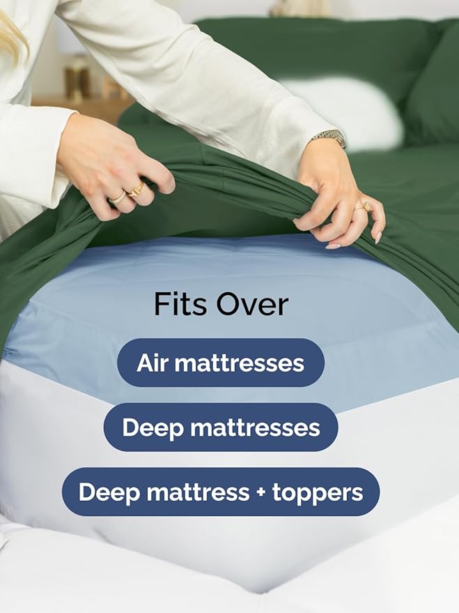 Extra Deep Twin XL Sheet Set - 4 Piece Breathable and Cooling Sheets - Hotel Luxury Bedding for Women, Men, Kids & Teens - Easy Secure Fit - Soft & Wrinkle Free - Extra Deep Pockets - Emerald Green