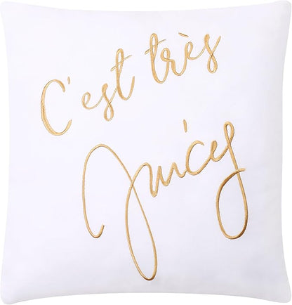 Juicy Couture Cabana Stripe Reversible Bedding Set - Queen/Full Size - Pink and Grey Stripe Print - 6 Piece Set - Includes 1 90 x 90 Comforter, 3 Decorative Pillows, 2 Shams
