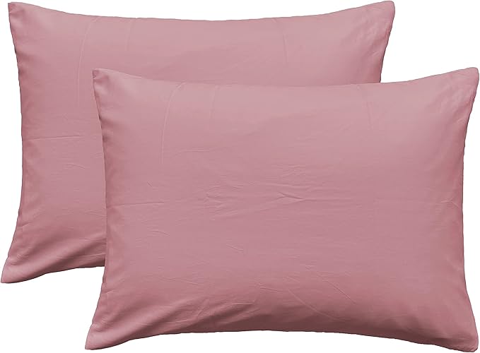iMaylex Soft 100% Egyptian Cotton Zipper Pillow Case, Cozy and Lightweight Pillowcase, Set of 2, Lotus Pink, Standard, 20" x 26"