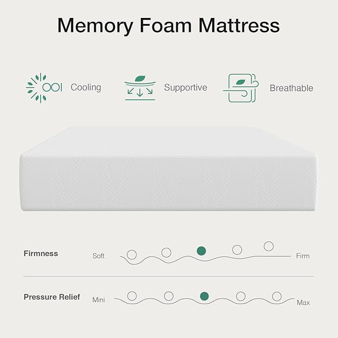 Novilla 12 Inch Full Size Mattress in a Box, Gel Memory Foam Mattress for Cooling Night Sleep & Pressure Relief, CertiPUR-US Certified, Grey