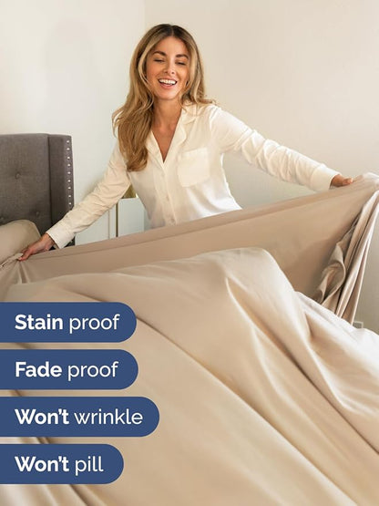 Extra Deep Full Sheet Set - 6 Piece Breathable and Cooling Sheets - Hotel Luxury Bedding for Women, Men, Kids & Teens - Easy & Secure Fit - Soft, Wrinkle Free and Comfy - Extra Deep Pockets - Cream