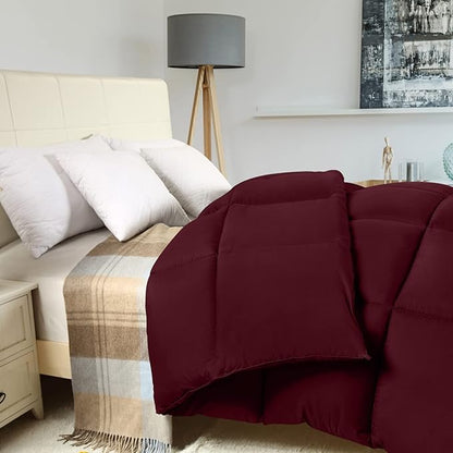 Utopia Bedding Comforter Duvet Insert, Quilted Comforter with Corner Tabs, Box Stitched Down Alternative Comforters Twin Size (Burgundy)