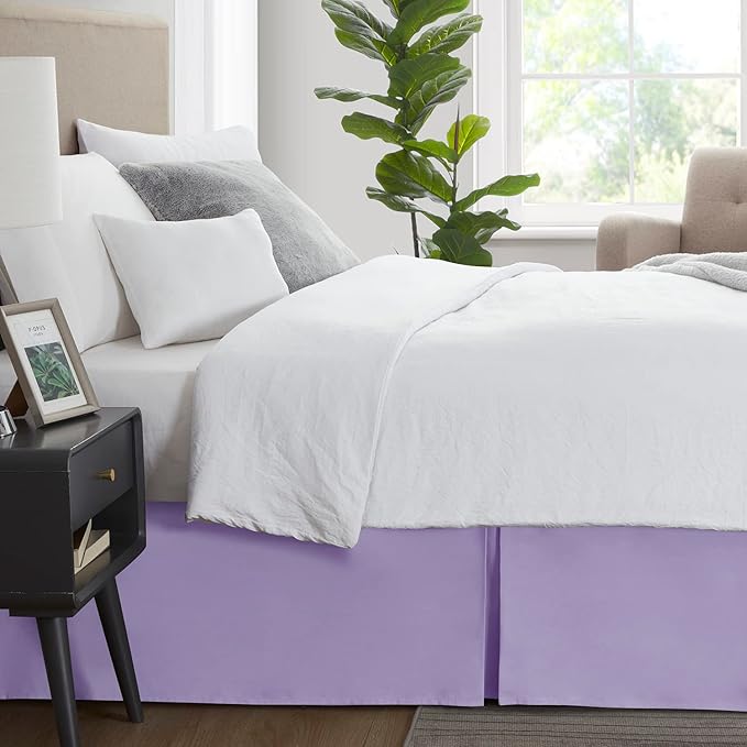 Nestl Lavender Full XL Bed Skirt - Full XL Size Bed Skirt 14 Inch Drop - Brushed Microfiber Bed Skirts - Hotel Quality Pleated Bed Skirt - Shrinkage & Fade Resistant