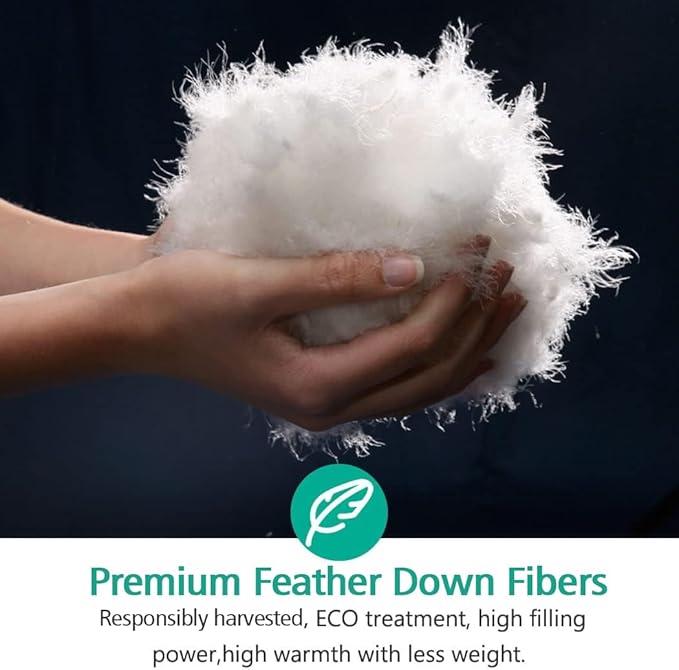 APSMILE Lightweight Down Feather Fibers Comforter Super King Size, Cooling Duvet Insert for Warm Weather/Hot Sleepers-Ultra Soft 100% Organic Cotton Cover, Fluffy Summer Duvet (Ivory White, 120x120)