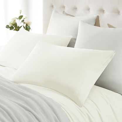 MILVOWOC 2Pcs Brushed Microfiber King Pillowcases - 20 x 36 Inch, White Pillow Case Set Non Slip Envelope Pillow Cover with Moisture Absorption and Anti-Wrinkle
