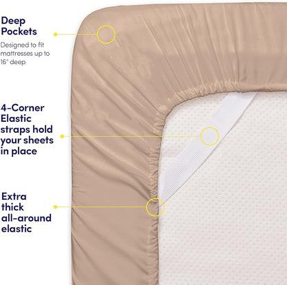 1500 Supreme Collection Extra Soft RV Short Queen Sheets Set, Taupe - Luxury Bed Sheets Set with Deep Pocket Wrinkle Free Hypoallergenic Bedding, Over 40 Colors, RV Short Queen Size, Taupe