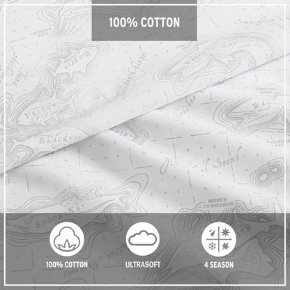Eddie Bauer - Full Sheets, Cotton Percale Bedding Set, Crisp & Cool Home Decor, Dorm Room Essentials (Fish ATOL, Full)