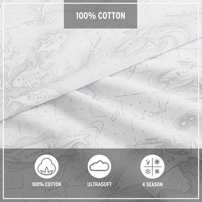 Eddie Bauer - King Sheets, Cotton Percale Bedding Set, Crisp & Cool Home Decor (Fish ATOL, King)