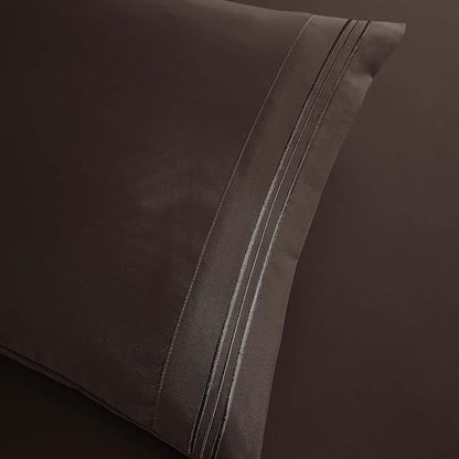 Clara Clark Twin Sheets, 5 Piece Set - Hotel Luxury Sheets for Twin Size Bed, Super Soft Bedding Set, Twin Size, Chocolate Brown