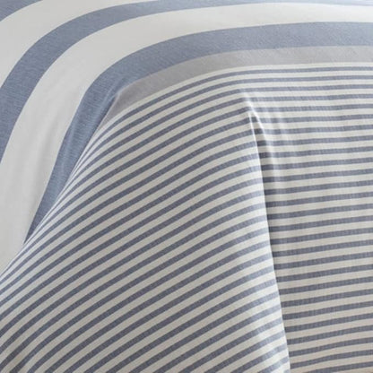 Nautica - King Comforter Set, Soft Yarn-Dyed Cotton Bedding, Medium Weight for Year Round Use, 3 Piece Bed Set with Matching Pillowcases (Fairwater Blue)