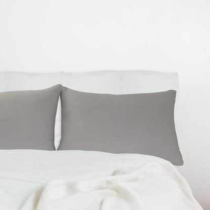 Stretch Pillowcases - Micro Jersey Knit & Ultra Soft, Standard Size - Set of 2 Pillow Cases, Light Gray