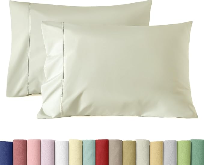 WINLIFE Standard Pillowcases Set of 2, 100% Cotton Egyptian Quality Standard Pillow Cases 2, 20×26 inches, Soft and Breathable Pillow Cover, Oatmeal