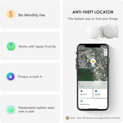 GPS Tracker for Vehicles, 1PCS Mini Tracker with Magnetic Case, Work with Find My (iOS Only), No Monthly Fee Car GPS Tracker (White)