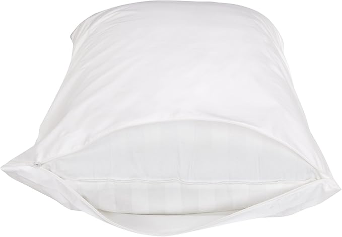 Amazon Basics King Pillow Pillowcases with Zipper, 100% Cotton Hypoallergenic, Pillow Protector, White (37 x 21 Inches), Pillows Not Included