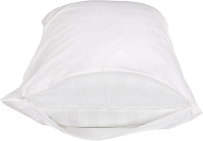 Amazon Basics King Pillow Pillowcases with Zipper, 100% Cotton Hypoallergenic, Pillow Protector, White (37 x 21 Inches), Pillows Not Included