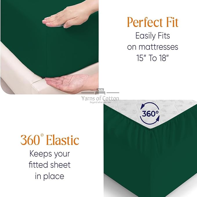 Split Head Flex 2 Qty Fitted Sheet for Adjustable Bed, Queen 32" Split Down from The Top, 100% Egyptian Cotton 600 Thread Count, 18" Deep Pocket, Super Soft Wrinkle Free, Olive