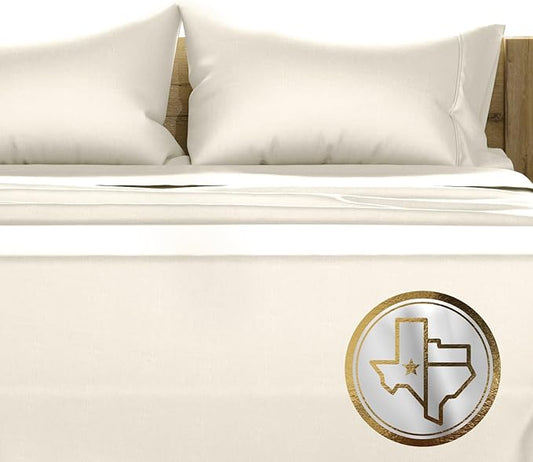 TEXAS LINEN CO. 100% Egyptian Cotton Queen Sheets Set - Luxury 1500 Thread Count Egyptian Cotton Sheets Queen Size Bed Set, 17" Deep Pocket, Soft, Cooling Sateen Hotel Quality Bedding Set - Ivory