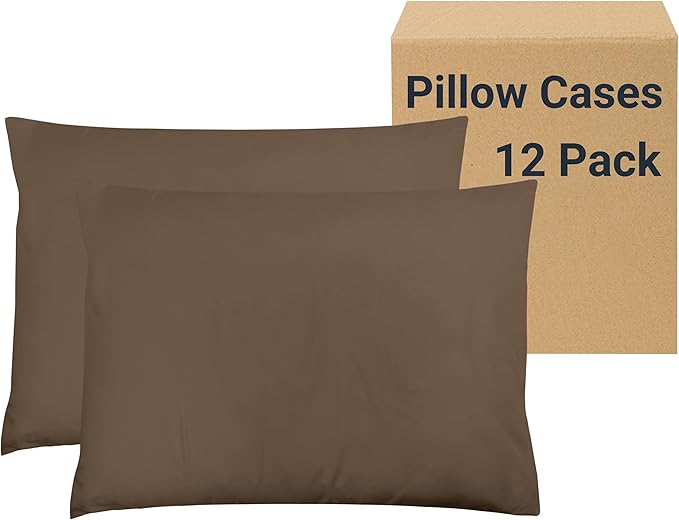 ZPECC Pillow Cases King Size Set of 12, 20x36 Envelope Closure Pillowcases, Soft Plain Brushed Microfiber Covers Hypoallergenic Breathable, Brown