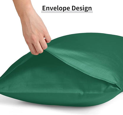 Warmstar Cotton Pillow Cases Queen Size Set of 2, 600 Thread Count Pillowcases 20x30 Inches, Soft Long Staple Cotton Pillowcases Breathable with Envelope Closure,Dark Green