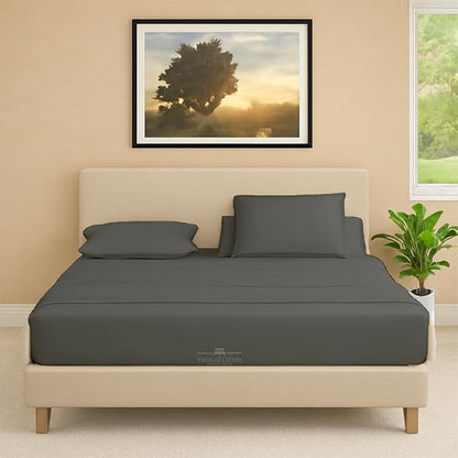Split Head Flex 1 Qty Fitted Sheet for Adjustable Bed, King 32" Split Down from The Top, 100% Egyptian Cotton 600 Thread Count, 18" Deep Pocket, Super Soft Wrinkle Free, Dark Grey