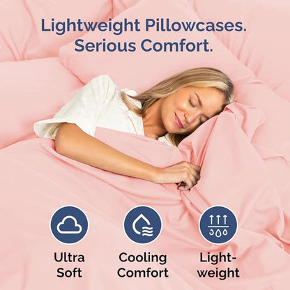 Standard Pillow Cases Set of 4 - Ultra Soft Hotel Quality Pillowcase Covers - Comfy Bedding for Women, Men, Kids & Teens - Machine Washable Pillow Protectors - 4 Piece Set - Standard Size Baby Pink
