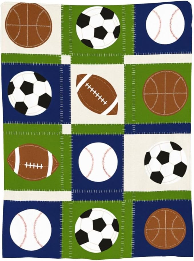 Ball Blanket Super Soft Warm Fluffy Fleece Flannel Baseball Basketball Soccer Football Sports Throw Blanket Cozy Fuzzy Plush Stuff Bedding Blankets Gifts for Teens Boys Kids Girls Adults 50"X40"