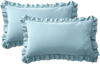 Ruffle Pillow Cases King Size Set of 2 – Soft Wrinkle Resistant Brushed Microfiber Ruffled Pillowcases –Envelope Pillow Shams Cover Festive Gift for Hotels, Guest Rooms 20x36 Inch (Baby Blue)