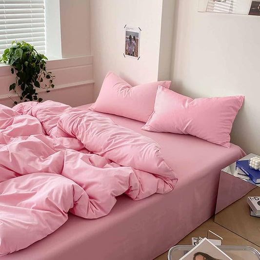 ETDIFFE Pink Comforter Set Queen Size, 3 Piece Soft & Lightweight Bedding Set - All Season Microfiber Down Alternative Bed Comforter with 2 Pillowcases for Women