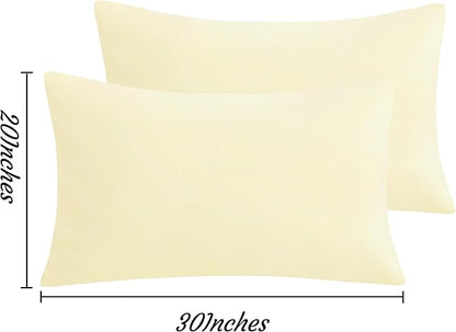 NTBAY Queen Pillow Cases Set of 2, 2 Pack Brushed Microfiber 20x30 Pillow Cases, Soft, Wrinkle, Fade, Stain Resistant Ivory Pillow Cases with Envelope Closure, 20x30 Inches, Ivory