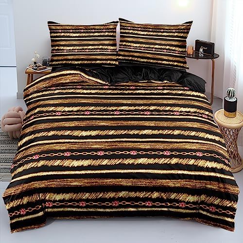Gold Glitter Chains Duvet Cover and Pillowcases for Gilrs Bedroom Pink Bed Set Decor Black Comforter Cover Sets Queen Size