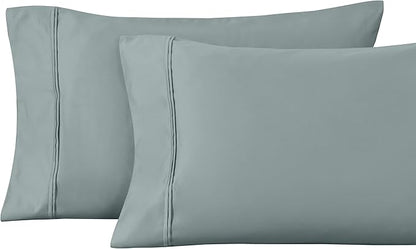 Superior 1200 Thread Count 100% Egyptian Cotton, Soft and Breathable, 2-Piece King Pillowcase Set Solid, Teal