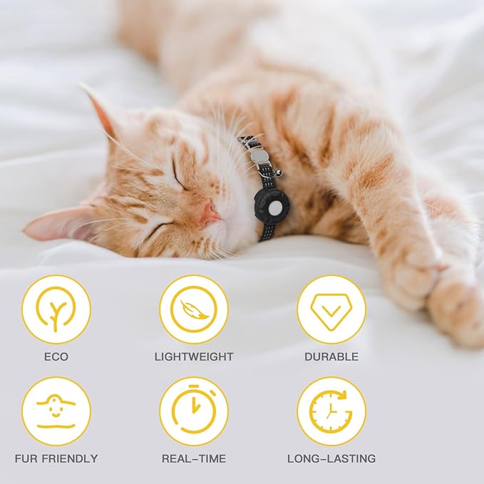GPS Tracker for Cats, Mini GPS Cat Tracker, Smart Pet Activity Tracker, No Monthly Fee, Pet Tracker Compatible with Apple Find My(iOS Only), Anti-Lost, Finder Tag for Cars, Pets, Kids, Items, Black