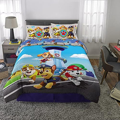 Franco Paw Patrol Kids Bedding Super Soft Comforter And Sheet Set, 5 Piece Full Size, (Official) Nickelodeon, 39 x 75 Inch