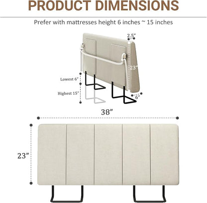 Twin Size Headboard Only-No Assembly Required, Beige | Easy to use no assembly required, Linen fabric and extra-thick foam for added comfort, Modern style headboard twin xl size