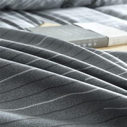 LifeTB 100% Cotton Striped Duvet Cover Set Full Size Geometric Grey Stripes Pattern Printed Bedding Set Modern Style Striped Comforter Cover for Men Boys Teens 1 Full Duvet Cover with 2 Pillowcases