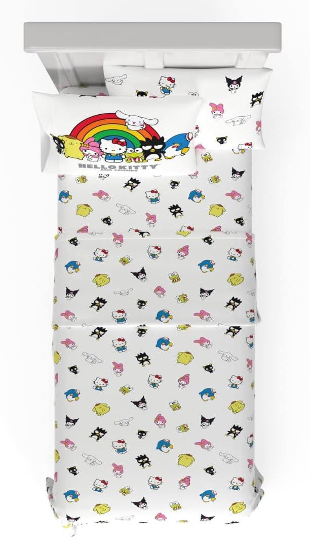 Collectibles Hello Kitty & Friends Bedding Super Soft Cotton 3 Piece Twin XL Sheet Set, College Dorm Essentials, (Officially Licensed Product) by Franco