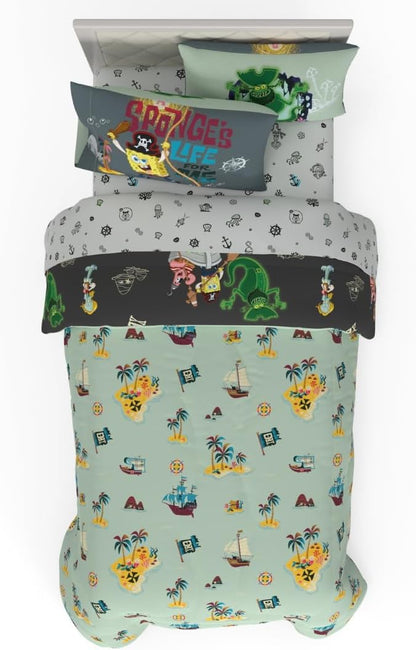 Spongebob Squarepants Movie Kids Bedding Set, Twin Size, Roblox UGC Reward Included – 5-Piece Super Soft Cozy Reversible Comforter & Sheet Set (Officially Licensed Product) by Franco