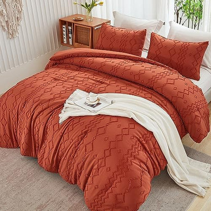 Andency King Size Comforter Set Burnt Orange, 3 Pieces Bedding
