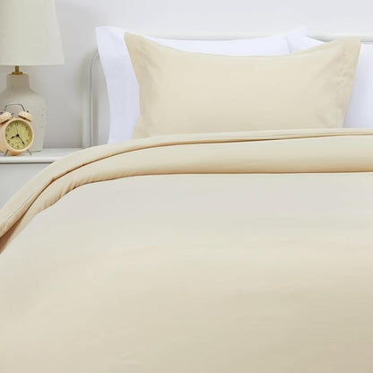 Amazon Basics Lightweight Microfiber 2-Piece Duvet Cover Set, Twin/Twin XL, Beige